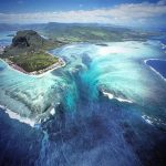 The underwater waterfall in Mauritius is a landmark that is an optical illusion