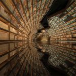 The Yangzhou Zhongshuge bookstore has an optical illusion created by reflection