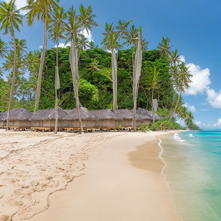 Tropical beach in Asia with the word ASIA hidden by AI