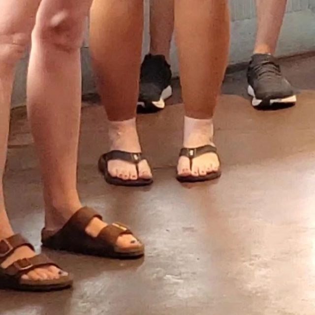 Girl with weird toe socks
