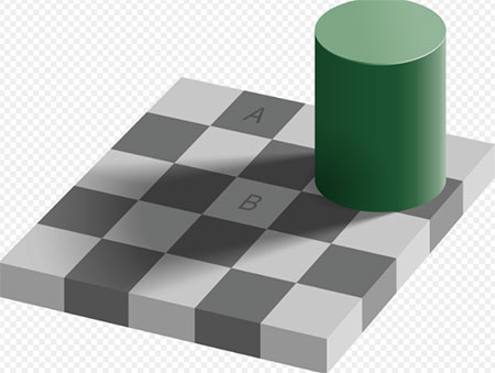 The checker shadow illusion by Edward H. Adelson