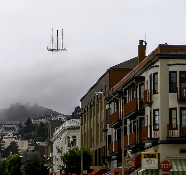 Sutro tower in San Francisco fog