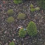 This optical illusion is actually an aerial shot of BLM protests in Boston in 2020.