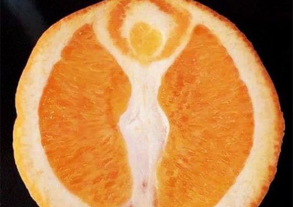 Woman inside an orange