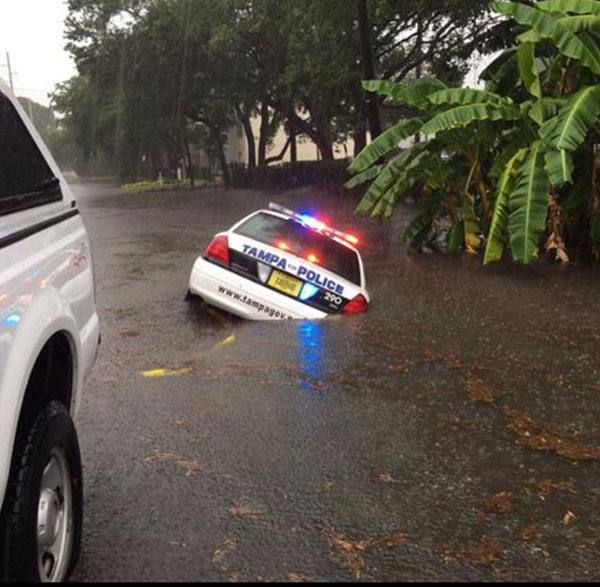 sunken police car