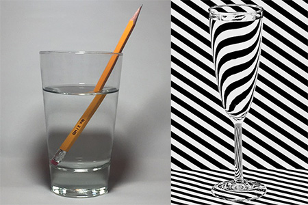 Refraction optical illusions