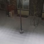 checkered shadows under street light
