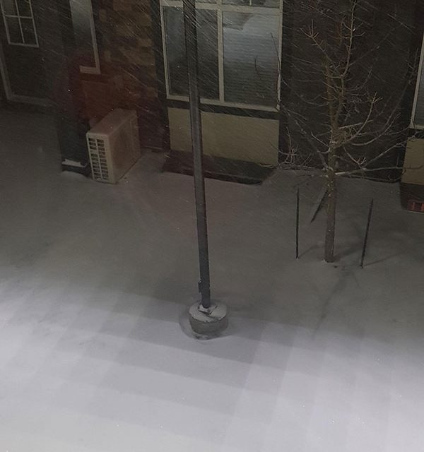 checkered shadows under street light