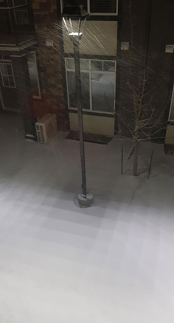 checkered shadows under street light