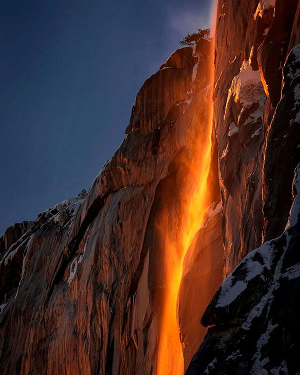 Yosemite Firefall is a landmark that is an optical illusion